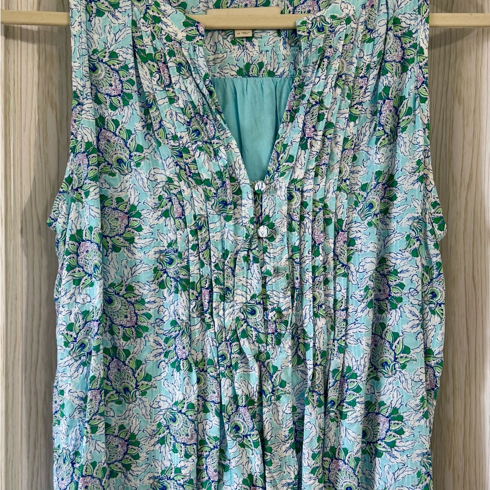 Loft Floral Sleeveless Top - Blue and Green